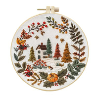 HKM-166035 Cartoon/Anime Embroidery Fabric Kit with 15cm Bamboo Frame and Accessories