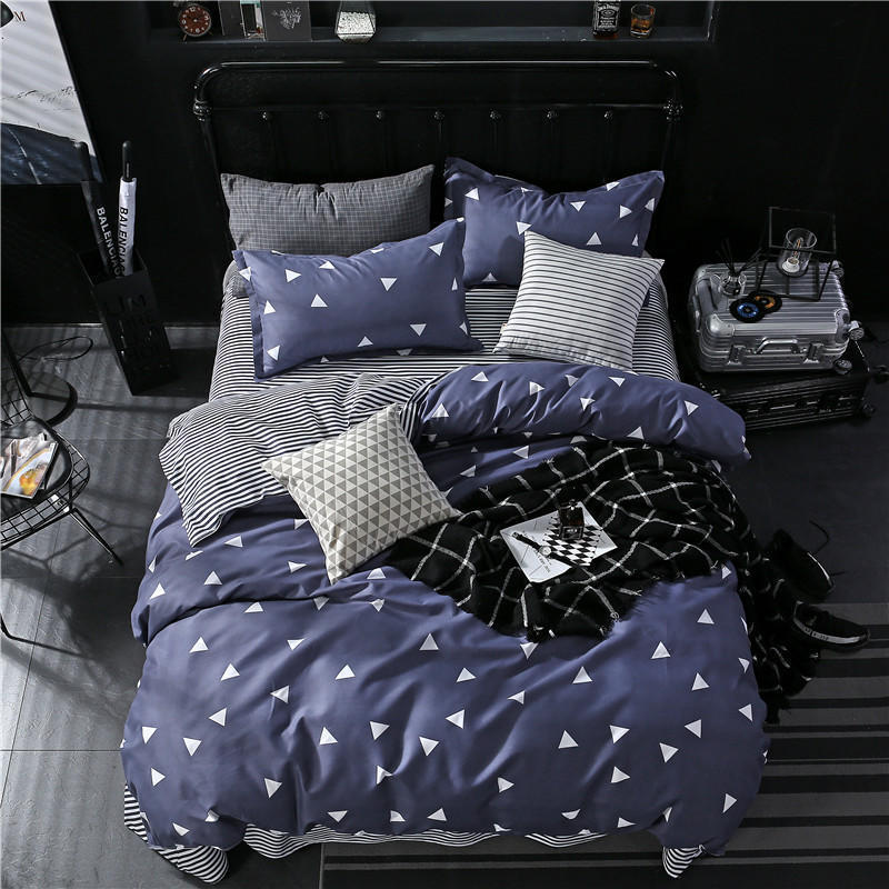 HKM-166099 Blue Night Sky Modern Four-Piece Bed Set with Quilt Cover and Pillowcases in Various Sizes