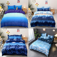 HKM-166099 Blue Night Sky Modern Four-Piece Bed Set with Quilt Cover and Pillowcases in Various Sizes