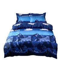 HKM-166099 Blue Night Sky Modern Four-Piece Bed Set with Quilt Cover and Pillowcases in Various Sizes