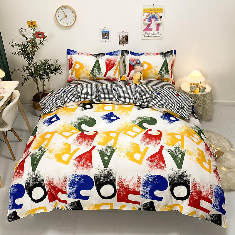 HKM-166099 Blue Night Sky Modern Four-Piece Bed Set with Quilt Cover and Pillowcases in Various Sizes