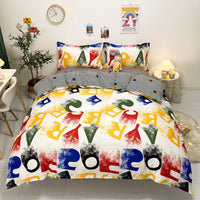HKM-166099 Blue Night Sky Modern Four-Piece Bed Set with Quilt Cover and Pillowcases in Various Sizes