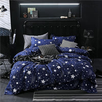 HKM-166099 Blue Night Sky Modern Four-Piece Bed Set with Quilt Cover and Pillowcases in Various Sizes