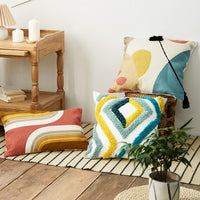 HKM-166163 Geometric Patterned Cotton Sofa Cushion and Pillowcase for Living Room Decor