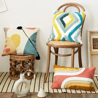 HKM-166163 Geometric Patterned Cotton Sofa Cushion and Pillowcase for Living Room Decor
