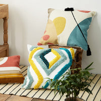HKM-166163 Geometric Patterned Cotton Sofa Cushion and Pillowcase for Living Room Decor