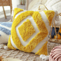 HKM-166227 Moroccan Bohemian Decorative Pillow Cover - Soft Chenille, Handmade Embroidered Design