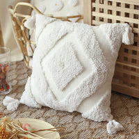 HKM-166227 Moroccan Bohemian Decorative Pillow Cover - Soft Chenille, Handmade Embroidered Design