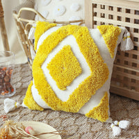 HKM-166227 Moroccan Bohemian Decorative Pillow Cover - Soft Chenille, Handmade Embroidered Design
