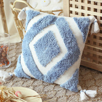 HKM-166227 Moroccan Bohemian Decorative Pillow Cover - Soft Chenille, Handmade Embroidered Design