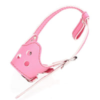 HKM-166291 Adjustable Leather Dog Muzzle for Small Breeds - Black, Pink, Brown, XS-XL Sizes