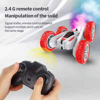 HKM-166355 Double-Sided 4WD Stunt Car Remote Control Toy with Lights - Drifting & Bouncing Features for Ages 5 and Up