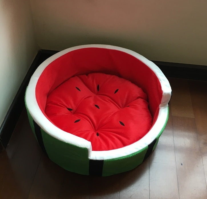 HKM-166483 Four seasons kennel watermelon bed home quiet pets autumn and winter warm cat litter Teddy bear small dog cat watermelon nest