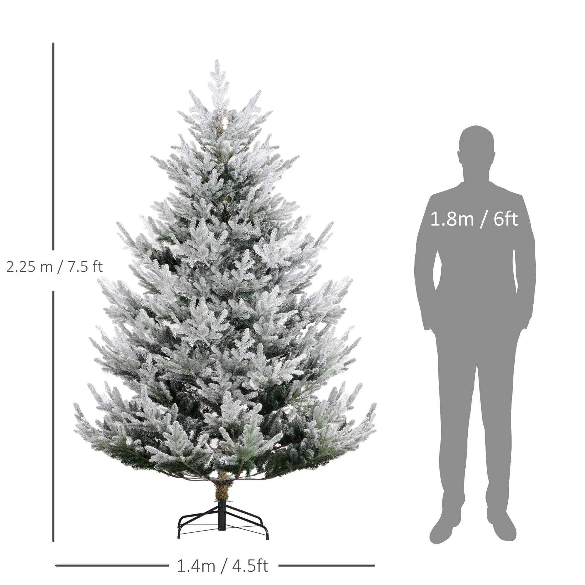KTX-166547 7.5 Foot Hinged Artificial Christmas Tree with Realistic Branches and Steel Base