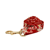 HKM-166611 Floral Design Dog Collar and Leash Set with Alloy Buckle and Matching Bow