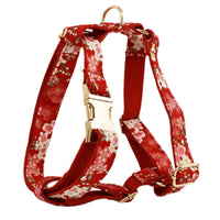 HKM-166611 Floral Design Dog Collar and Leash Set with Alloy Buckle and Matching Bow