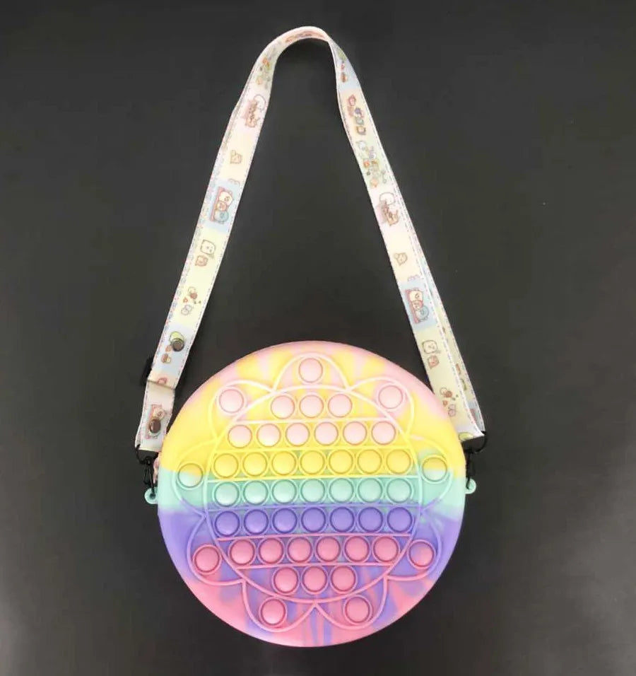 HKM-166739 Unicorn Pop It Silicone Kids School Bag Fidget Toy - Stylish & Fun for Girls