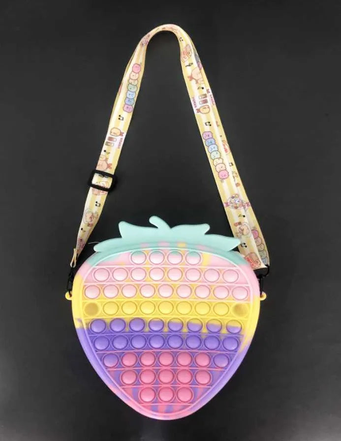 HKM-166739 Unicorn Pop It Silicone Kids School Bag Fidget Toy - Stylish & Fun for Girls