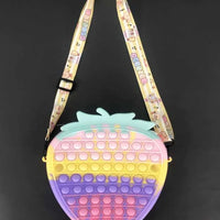 HKM-166739 Unicorn Pop It Silicone Kids School Bag Fidget Toy - Stylish & Fun for Girls