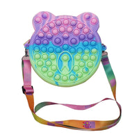 HKM-166739 Unicorn Pop It Silicone Kids School Bag Fidget Toy - Stylish & Fun for Girls