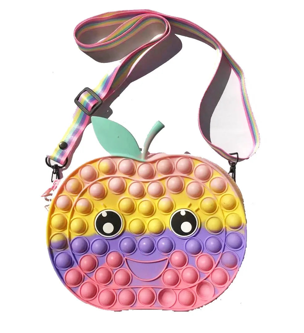 HKM-166739 Unicorn Pop It Silicone Kids School Bag Fidget Toy - Stylish & Fun for Girls