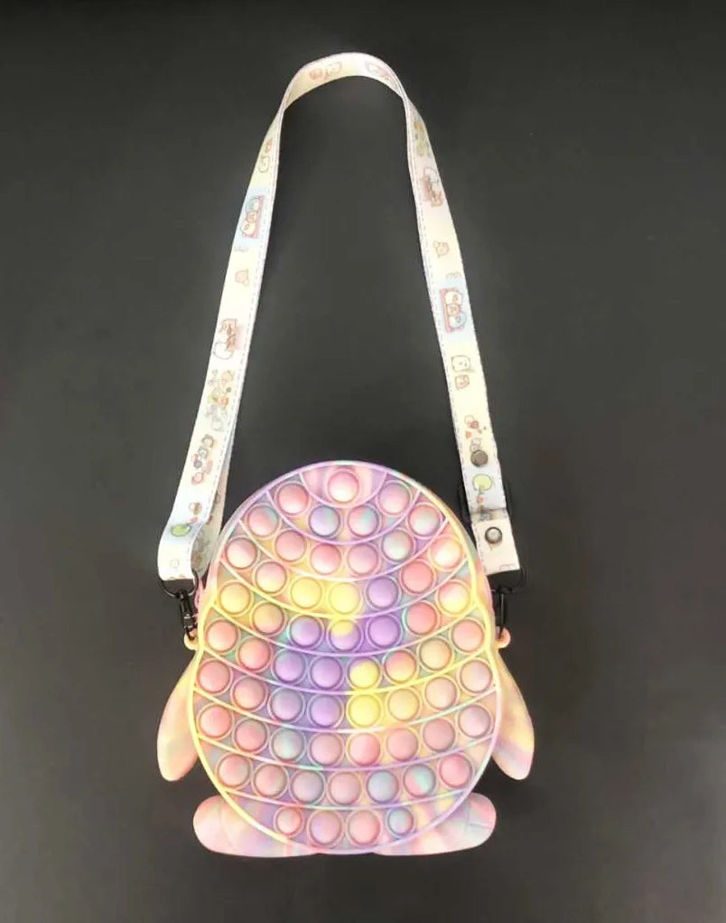 HKM-166739 Unicorn Pop It Silicone Kids School Bag Fidget Toy - Stylish & Fun for Girls