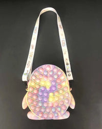 HKM-166739 Unicorn Pop It Silicone Kids School Bag Fidget Toy - Stylish & Fun for Girls