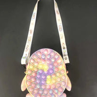 HKM-166739 Unicorn Pop It Silicone Kids School Bag Fidget Toy - Stylish & Fun for Girls