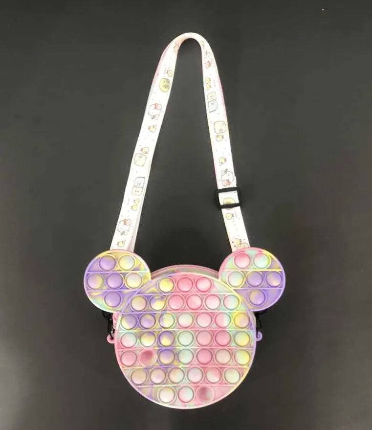 HKM-166739 Unicorn Pop It Silicone Kids School Bag Fidget Toy - Stylish & Fun for Girls