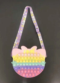 HKM-166739 Unicorn Pop It Silicone Kids School Bag Fidget Toy - Stylish & Fun for Girls