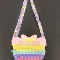 HKM-166739 Unicorn Pop It Silicone Kids School Bag Fidget Toy - Stylish & Fun for Girls