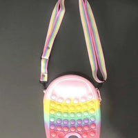 HKM-166739 Unicorn Pop It Silicone Kids School Bag Fidget Toy - Stylish & Fun for Girls
