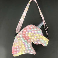 HKM-166739 Unicorn Pop It Silicone Kids School Bag Fidget Toy - Stylish & Fun for Girls