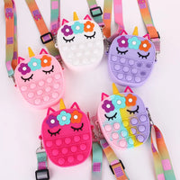 HKM-166739 Unicorn Pop It Silicone Kids School Bag Fidget Toy - Stylish & Fun for Girls