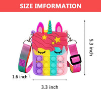 HKM-166739 Unicorn Pop It Silicone Kids School Bag Fidget Toy - Stylish & Fun for Girls