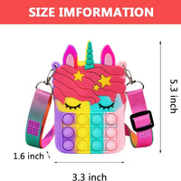 HKM-166739 Unicorn Pop It Silicone Kids School Bag Fidget Toy - Stylish & Fun for Girls