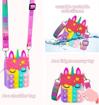 HKM-166739 Unicorn Pop It Silicone Kids School Bag Fidget Toy - Stylish & Fun for Girls
