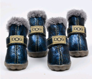 HKM-166803 Warm Waterproof Dog Boots for Autumn and Winter - Non-Slip and Wear-Resistant