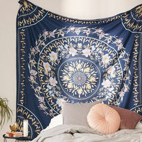 HKM-166931 Bohemian Mandala Polyester Wall Tapestry, 145x145cm