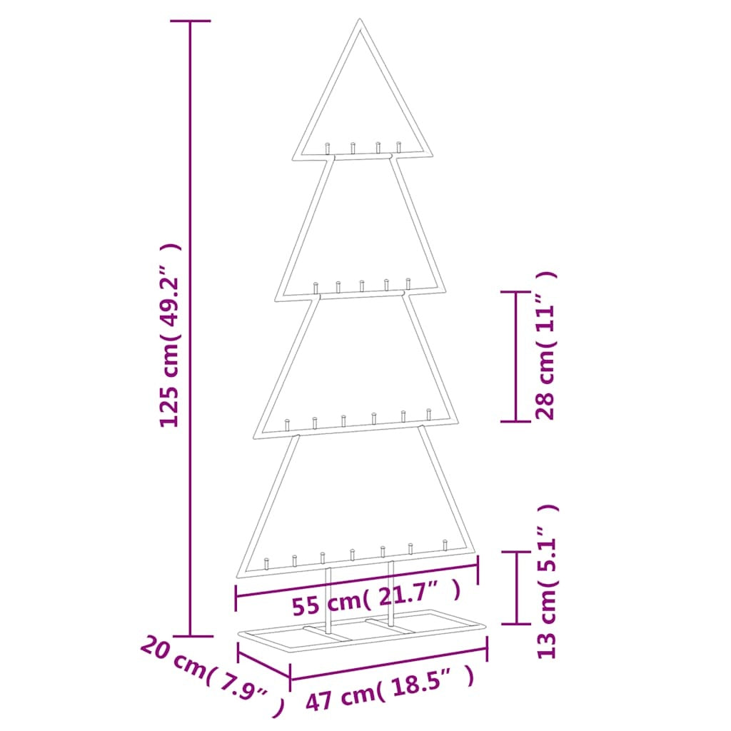 HKM-167059 Metal Christmas Tree 125 cm for Modern Holiday Decor - Black Powder-Coated Steel