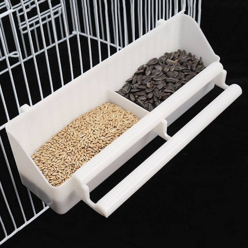 HKM-167187 White Budgie Food Hanging Feeder for Cage Use