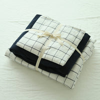 HKM-167251 Washed Cotton Four-Piece Duvet Cover Set with Vertical Stripes in Various Seasonal Designs