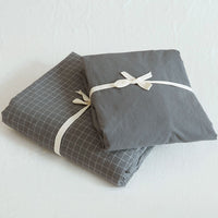 HKM-167251 Washed Cotton Four-Piece Duvet Cover Set with Vertical Stripes in Various Seasonal Designs