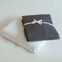 HKM-167251 Washed Cotton Four-Piece Duvet Cover Set with Vertical Stripes in Various Seasonal Designs