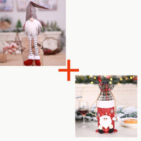 HKM-167379 Christmas Wine Bottle Socks and Forest Old Man Doll without Face