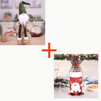 HKM-167379 Christmas Wine Bottle Socks and Forest Old Man Doll without Face