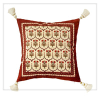 HKM-167379 Red Square Print Pillow Case and Cushion Cover for Bohemian Style Sofa and Home Decoration