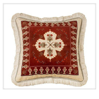 HKM-167379 Red Square Print Pillow Case and Cushion Cover for Bohemian Style Sofa and Home Decoration