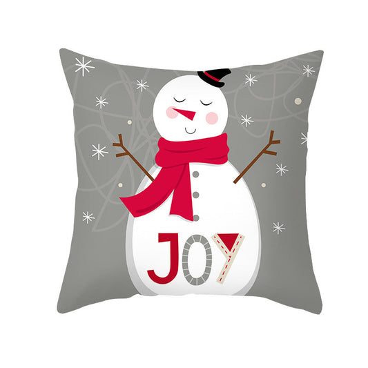 HKM-167635 Christmas Cartoon Elk Cushion Cover, Peach Skin Material, 45x45cm, PP Cotton Filling
