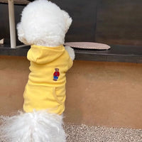 HKM-167763 Casual Dog Clothes with Cartoon Bear Design - Available in Dark Blue, Gray, Yellow, Red, and Pure White